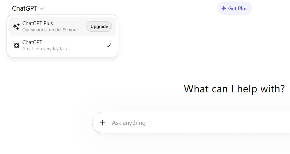 ChatGPT sidebar showing Upgrade Plan button